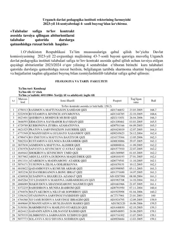 Abiturientlar tavsiyasi