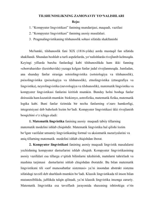 Kompyuter lingvistikasi