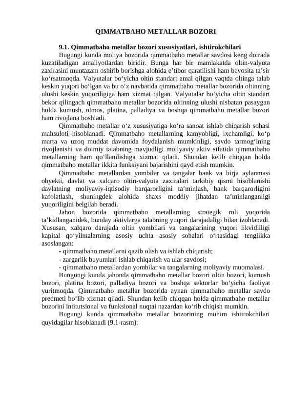 Qimmatbaho Metallar Bozori