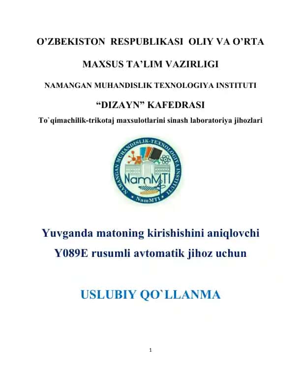 Y089E rusumli avtomatik jihoz