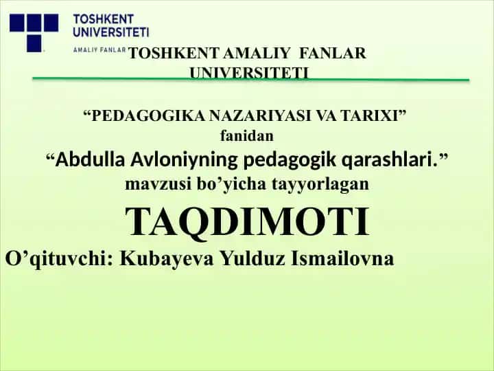 Abdulla Avloniyning pedagogik qarashlari
