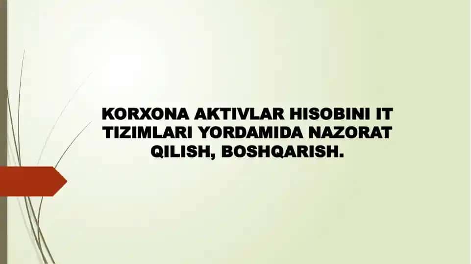 IT-tizimlari bilan korxona aktivlarini boshqarish