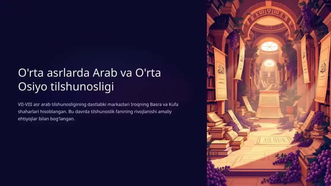O'rta asrlarda Arab va O'rta Osiyo tilshunosligi