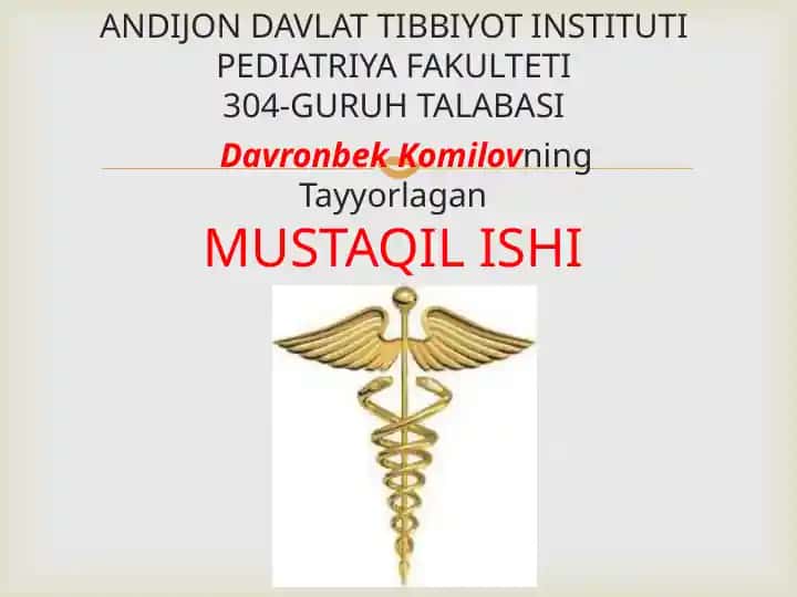 Birinchi tibbiy yordam mavzusidagi texnik xususiyatlar
