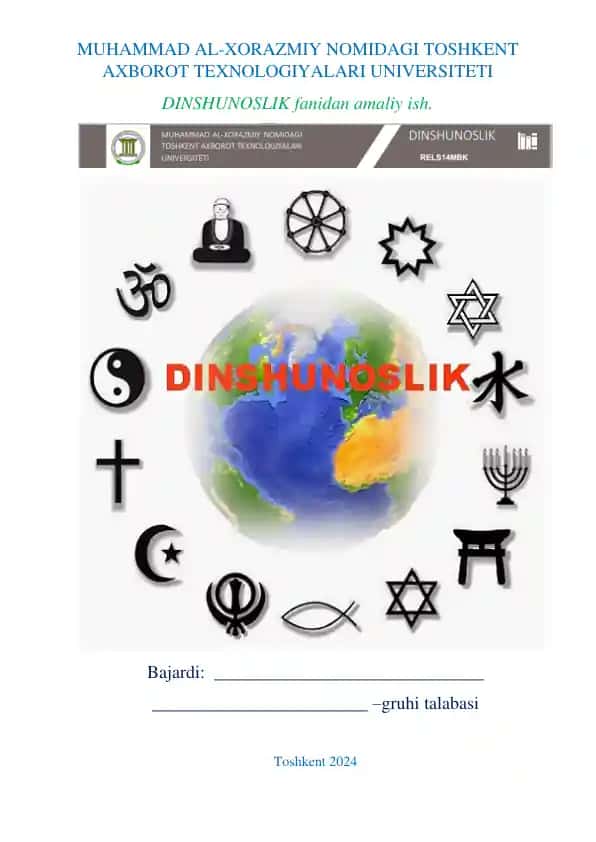 Toshkent Axborot Texnologiyalari Universiteti Dinshunoslik Fanidan Amaliy Ish