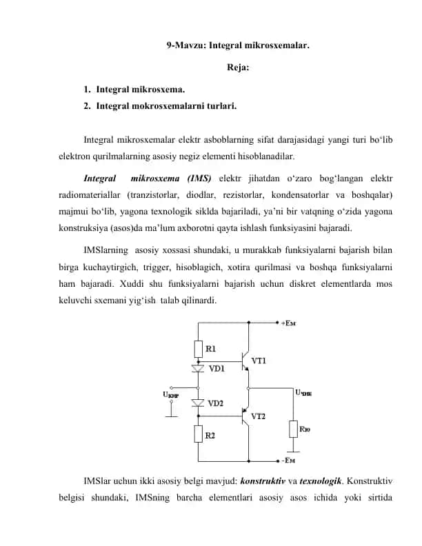 Integral mikrosxemalar