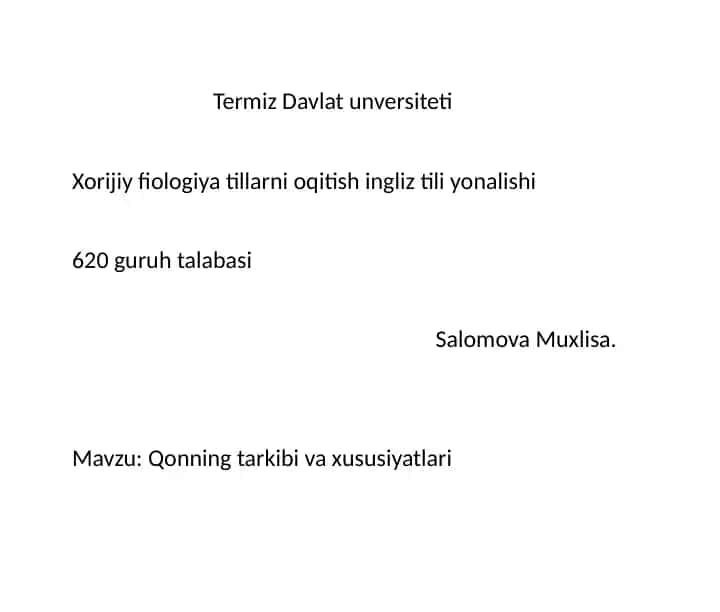 Qonning tarkibi va xususiyatlari