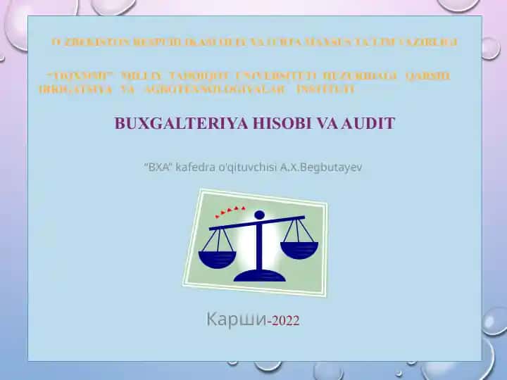 Buxgalteriya Hisobi va Audit