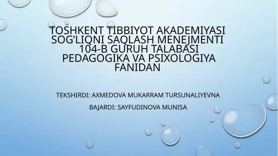 TOSHKENT TIBBIYOT AKADEMIYASI