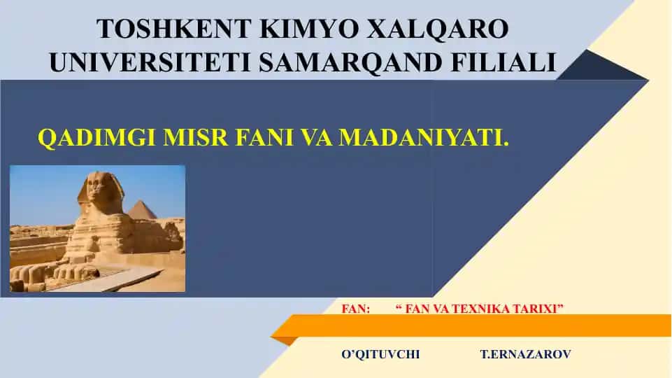 QADIMGI MISR FANI VA MADANIYATI