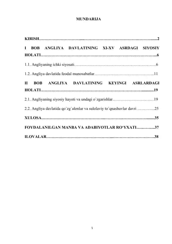 Angliya davlatining XI–XV asrdagi siyosiy holati