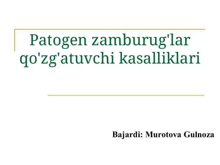 Patogen zamburug'lar qo'zg'atuvchi kasalliklari