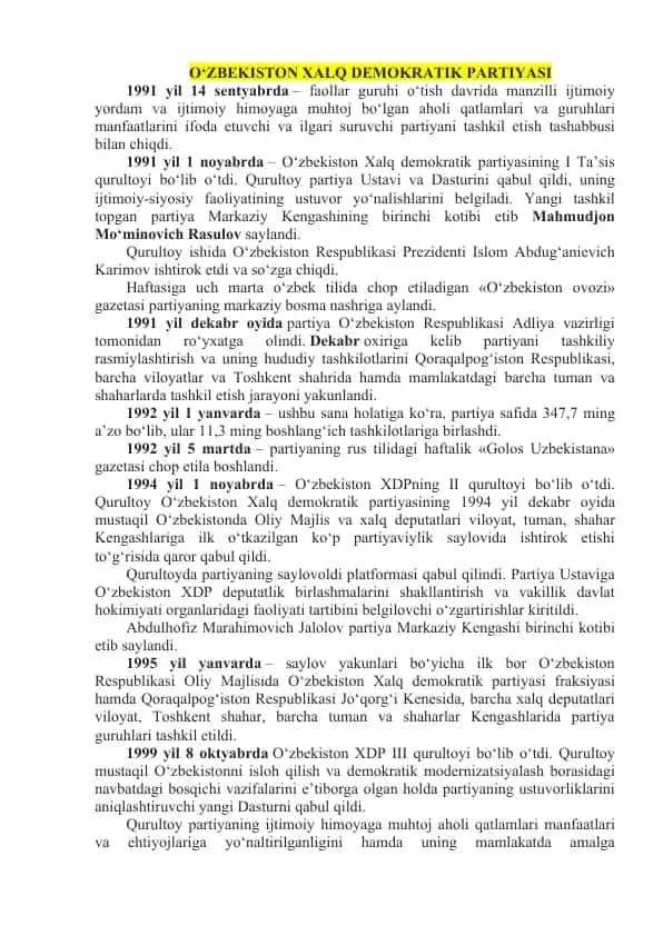 O‘ZBEKISTON XALQ DEMOKRATIK PARTIYASI