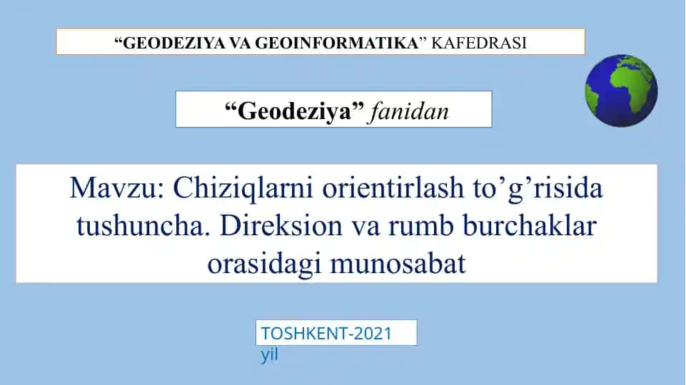 Geodeziya va Geoinformatika