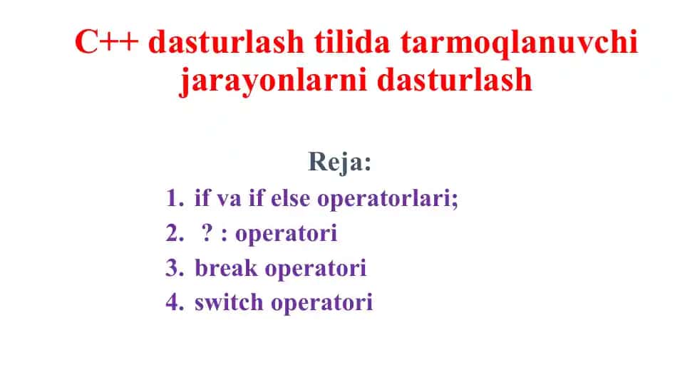 C++ Dasturlashtirishda Tarmoqlanuvchi Jarayonlar