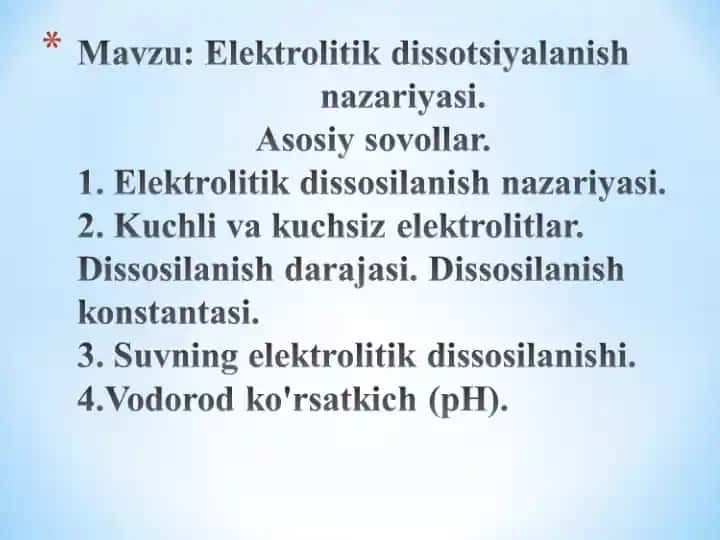 Elektrolitik dissotsiyalanish nazariyasi