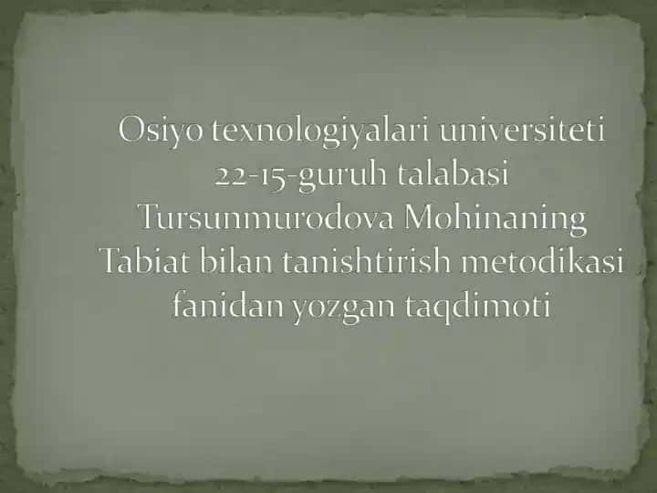 Tabiat bilan tanishtirish metodikasi