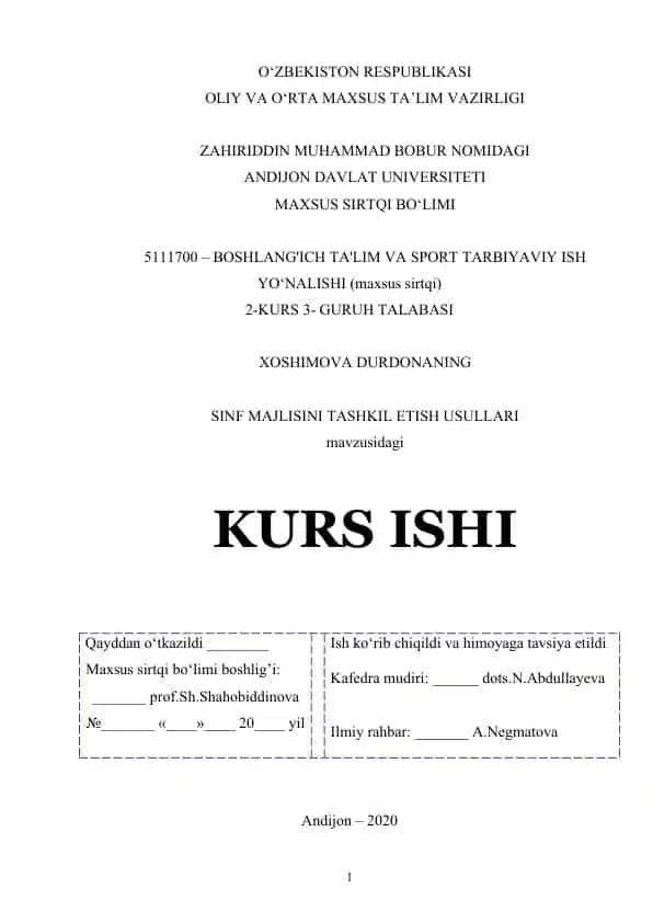 Sinf majlisini tashkil etish usullari