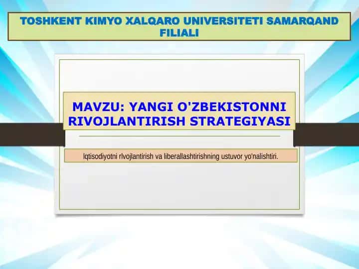 Yangi O'zbekistorni Rivojlantirish Strategiyasi