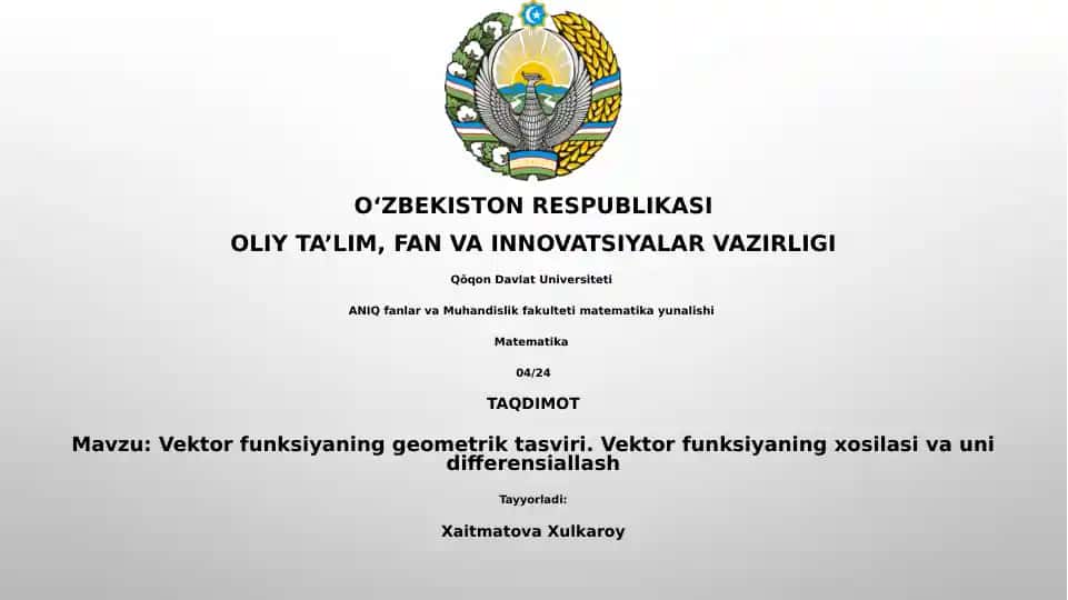 Vektor funksiyaning geometrik tasviri
