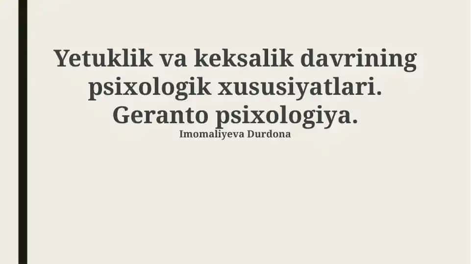 Depressiya va qarish