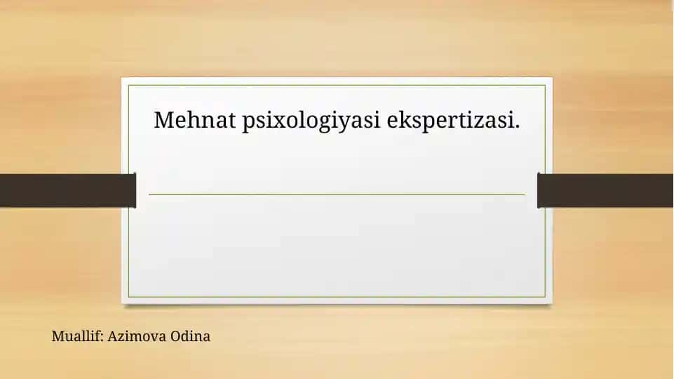 Mehnat psixologiyasi ekspertizasi