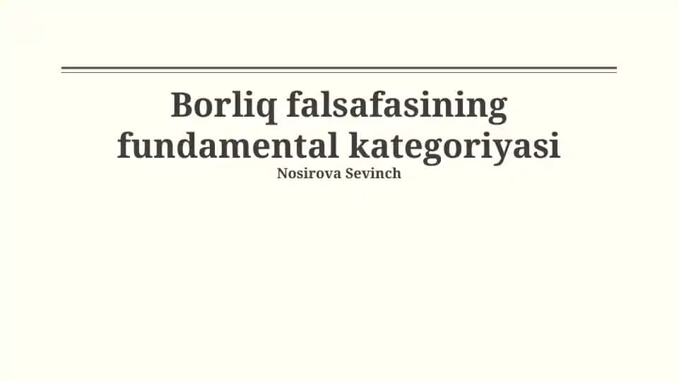 Borliq falsafasining fundamental kategoriyasi
