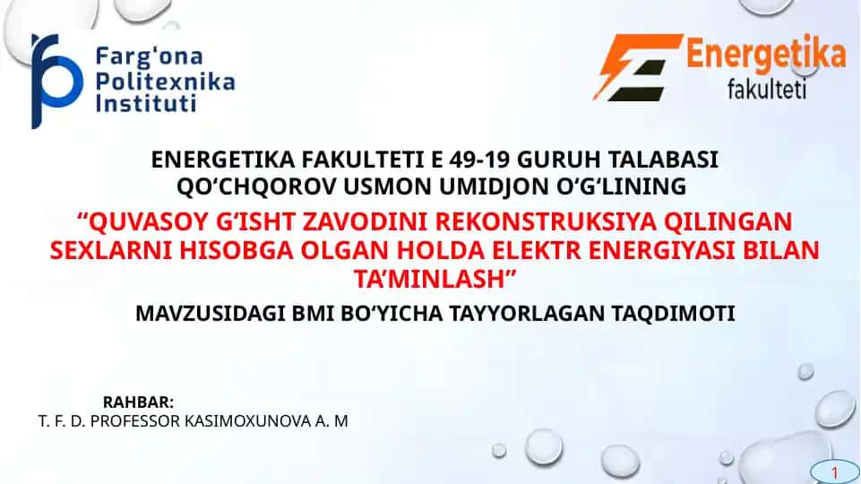 BMI bo‘yicha taqdimoti