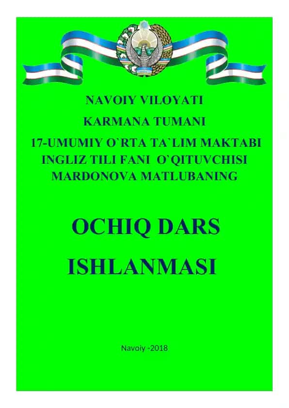 O`CHIQ DARS ISHLANMASI