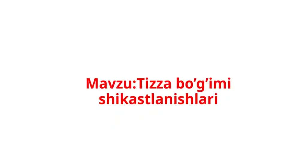 Tizza bo’g’imi shikastlanishlari