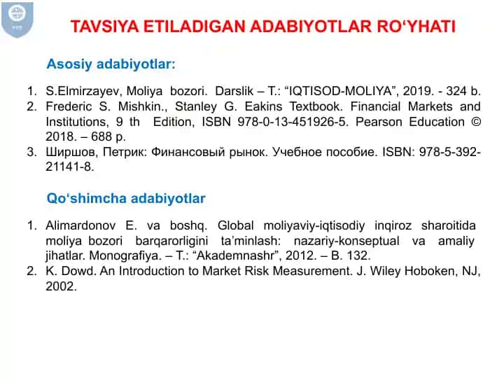 Moliya bozorining mazmuni, iqtisodiyotdagi ahamiyati va o‘rni