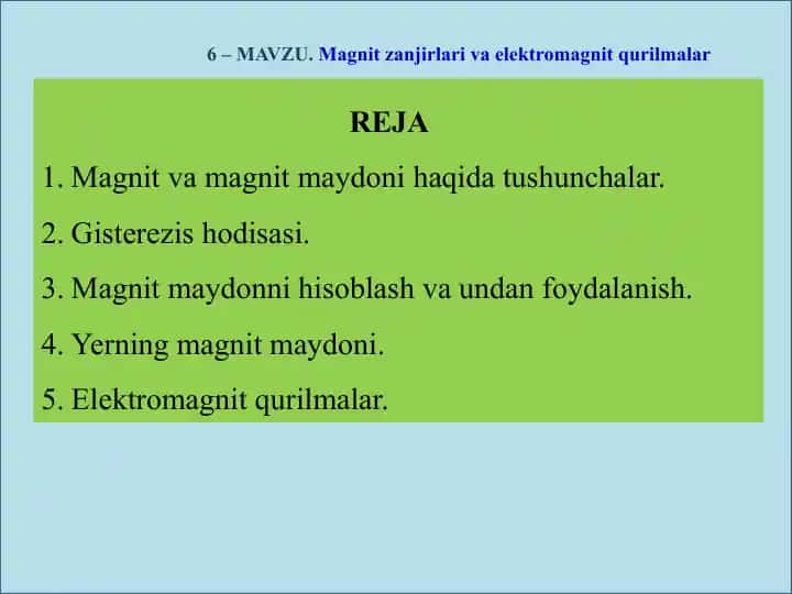 Magnit zanjirlari va elektromagnit qurilmalar