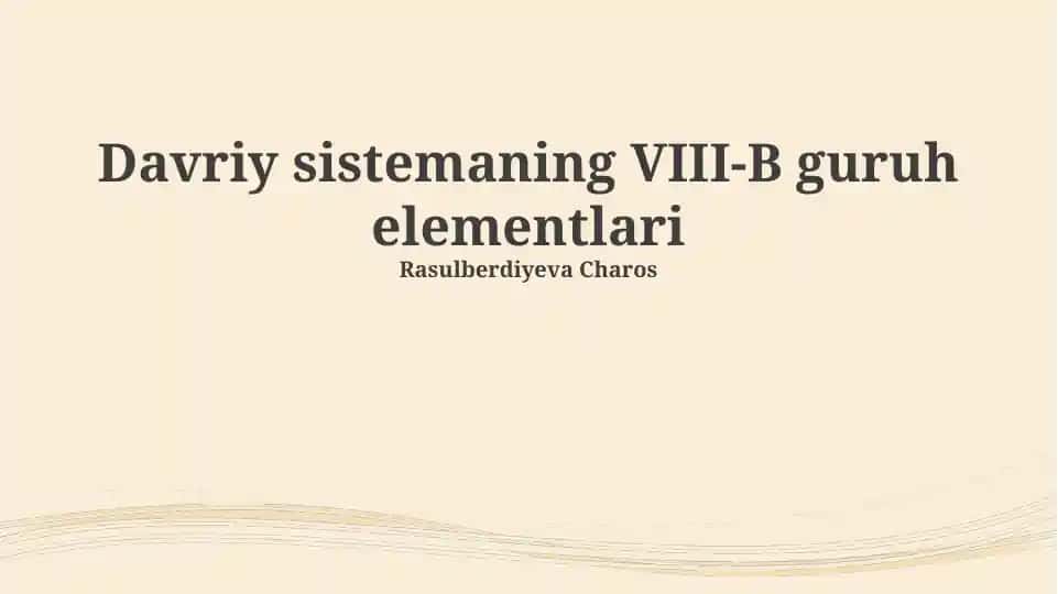 Davriy sistemaning VIII-B guruh elementlari