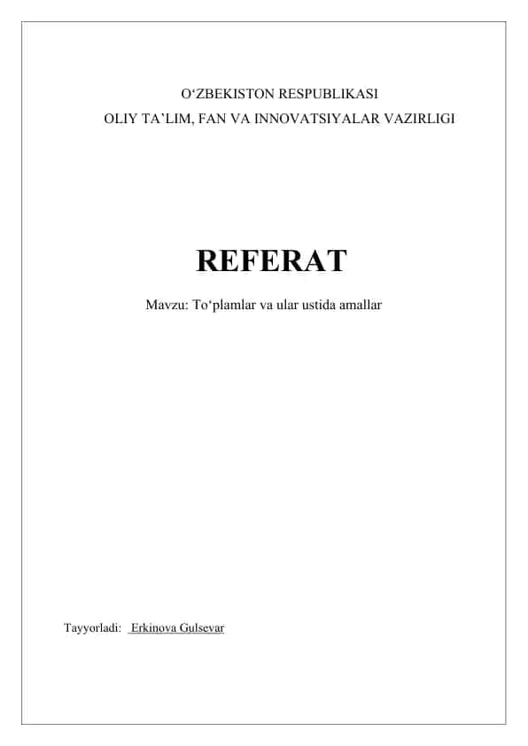 Toʻplamlar va ular ustida amallar
