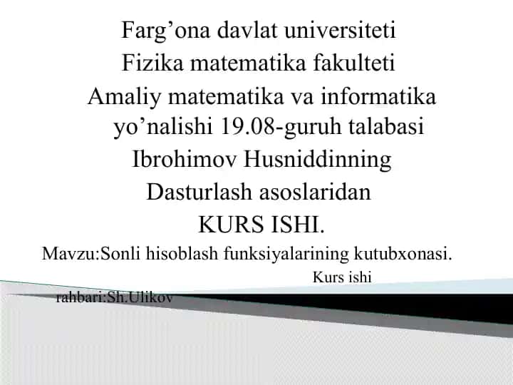 Sonli hisoblash funksiyalari kutubxonasi