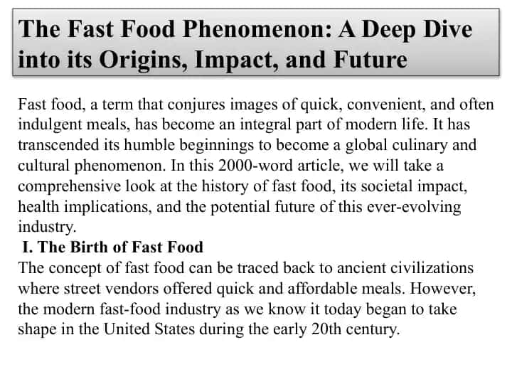 Fast food industry history