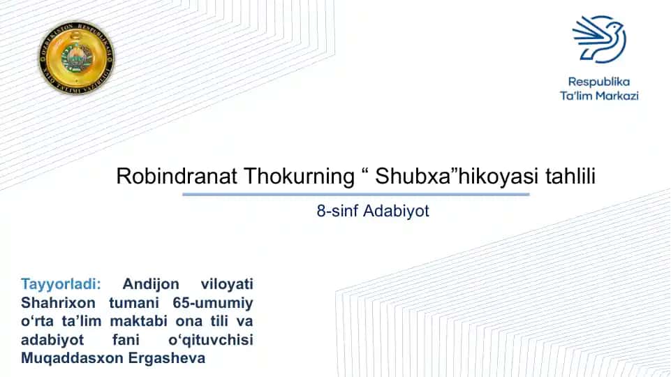 "Robindranat Thokurning “Shubxa” hikoyasi tahlili"