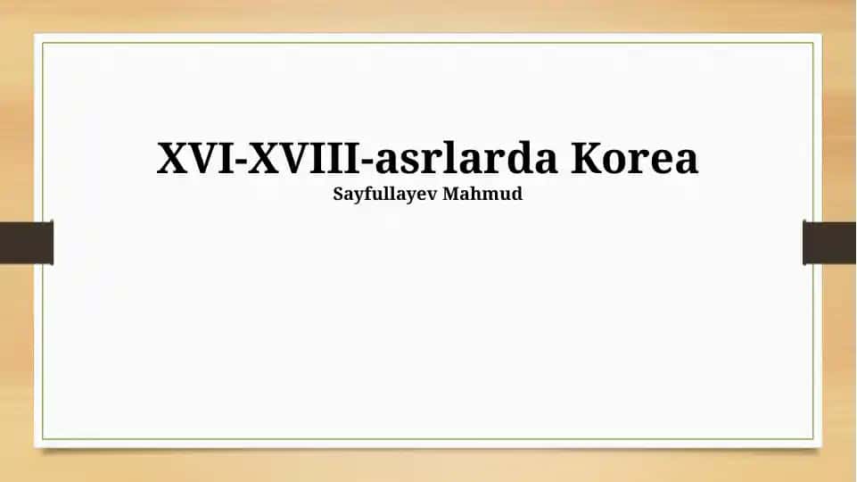 XVI-XVIII asrlarda Korea