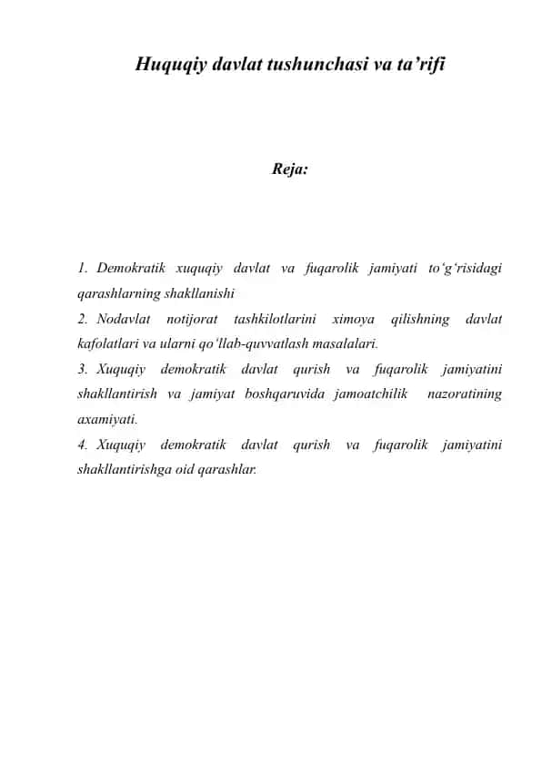 Huquqiy davlat tushunchasi va ta’rifi