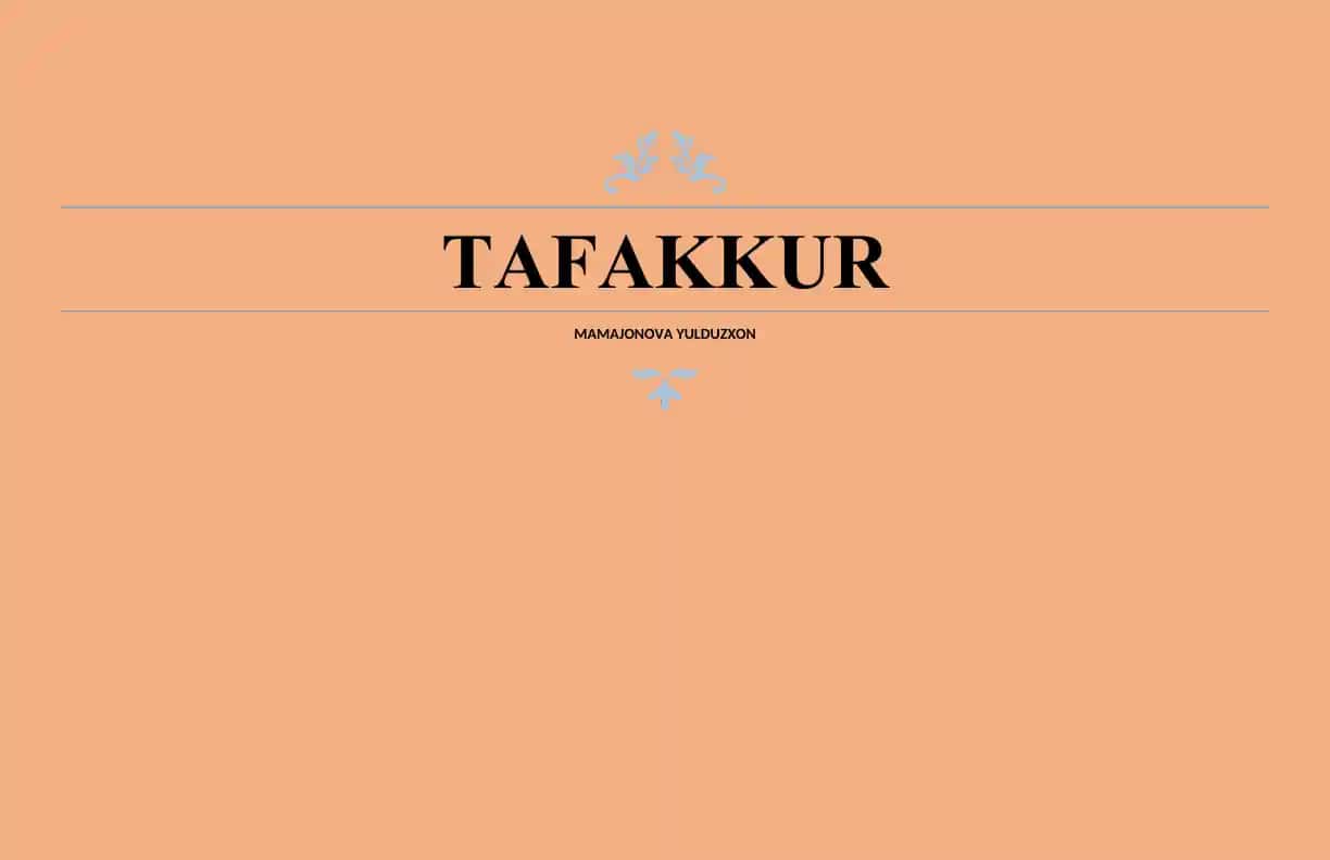 Tafakkur va uning turlari haqida atamalar lug‘ati