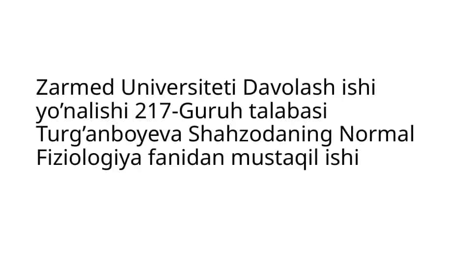 Buyrak Bosimi Fiziologiyasi