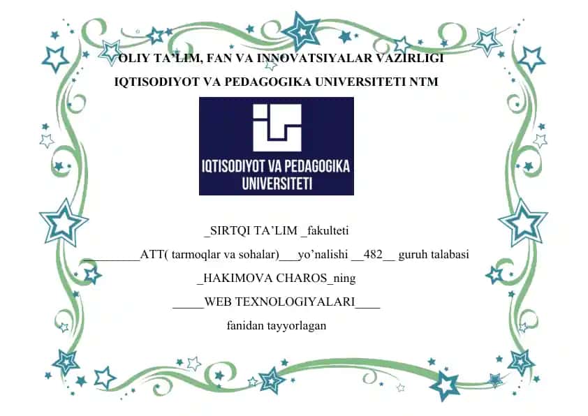 Web Texnologiyalari