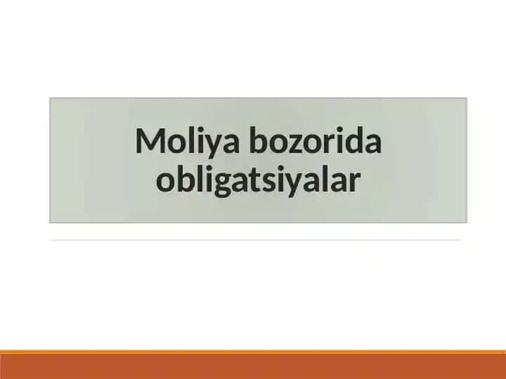 Moliya bozorida obligatsiyalar