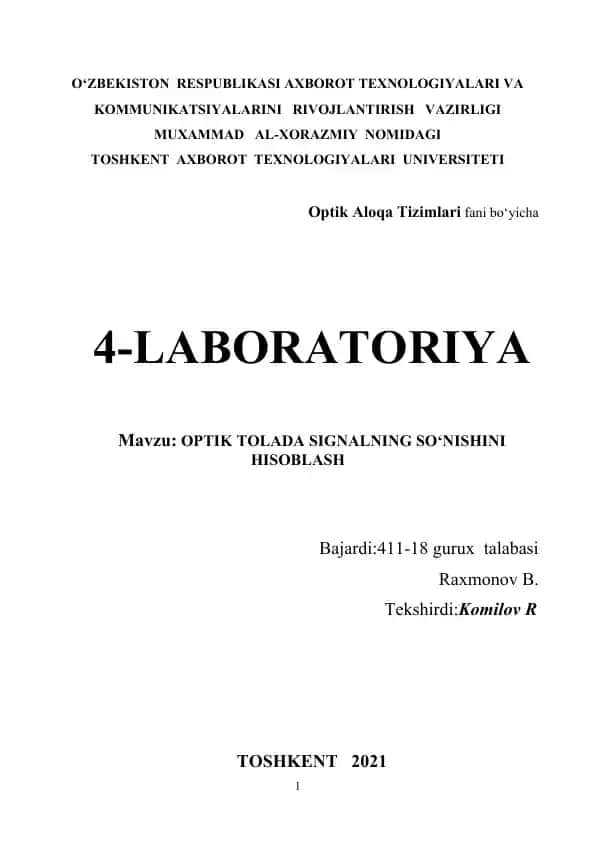 Optik Aloqa Tizimlari