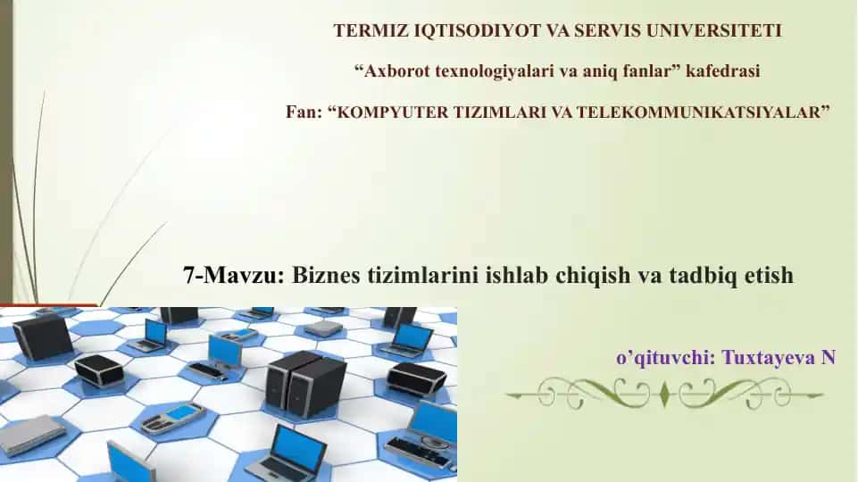 Biznes tizimlarini ishlab chiqish va tadbiq etish