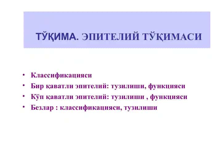 ТЎҚИМА. ЭПИТЕЛИЙ ТЎҚИМАСИ