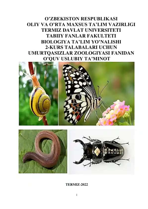 Umurtqasizlar Zoologiyasi fanidan O'quv Usuliy Ta'minot