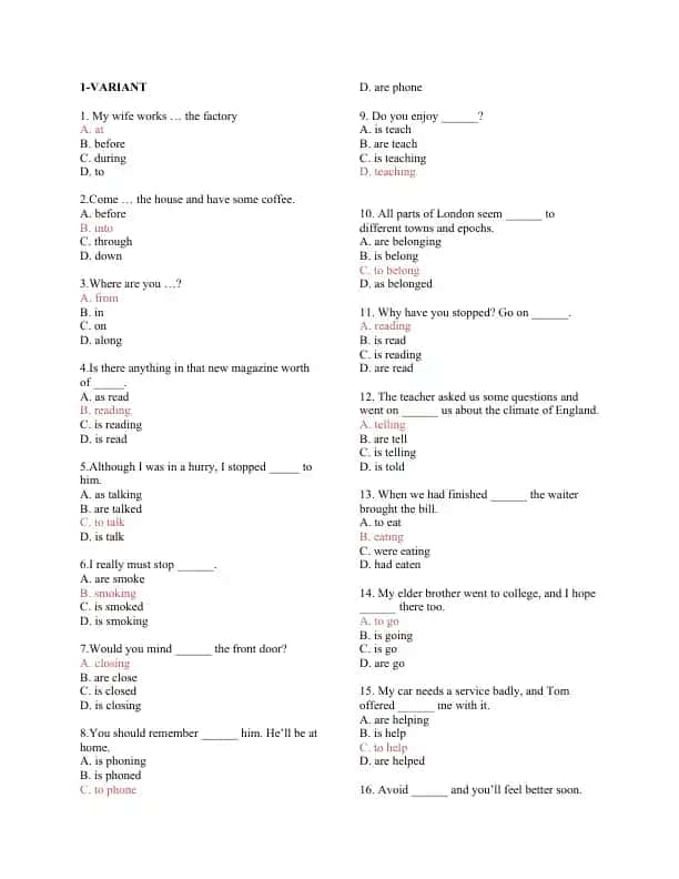 English Grammar Quiz