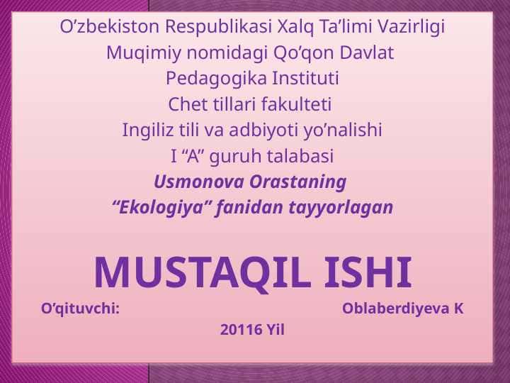 Populyatsiya ekologiyasi va ekotizmlar haqida tushuncha