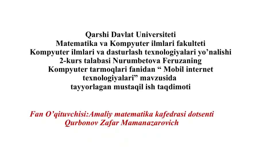 Mobil internet texnologiyalari